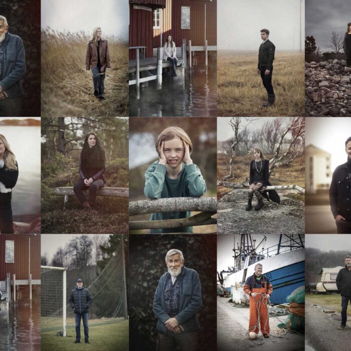 Bildkollage. 22 olika bilder föreställande människor som bor i Bohuslän.