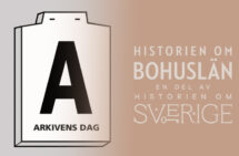 Logga för Arkivens dag iform + texten Historien om Bohuslän -en del av historien om Sverige.